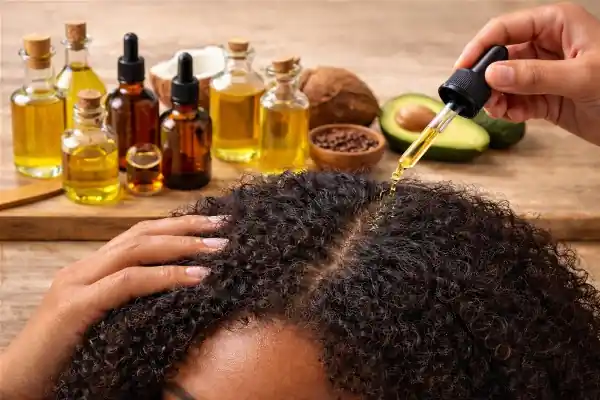 Huiles végétales pour cheveux crépus - soins naturels contre l'alopécie