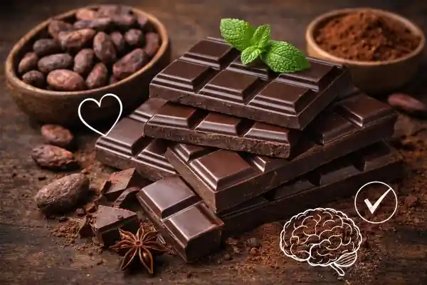 Chocolat noir et fèves de cacao pour la santé cérébrale
