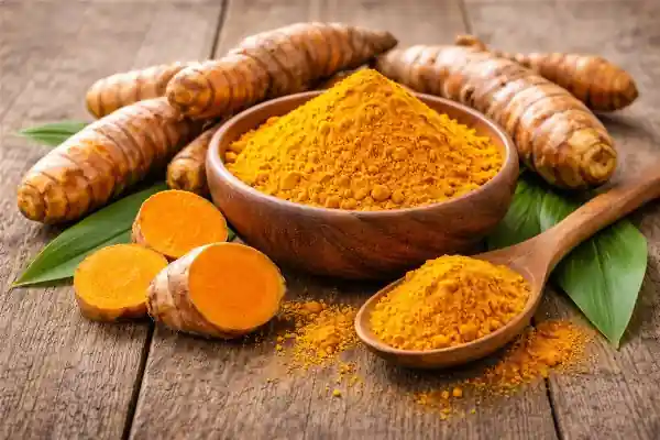 Curcuma frais et poudre pour soin capillaire naturel