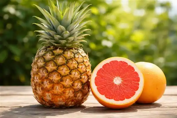 Ananas et pamplemousse frais pour une alimentation saine